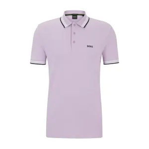 BOSS Paddy Contrast Logo Purple Polo Shirt