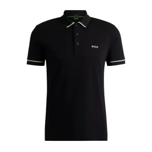 BOSS Paule Contrast Trim Slim Fit Black Polo Shirt