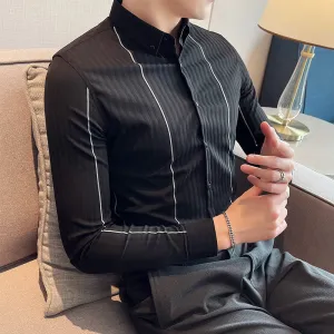 Men's Business Casual Slim Solid Color Lapel Shirt