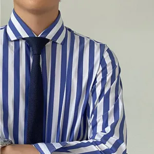 Men's Business Vintage Slim Fit Windsor Collar Striped Shirt