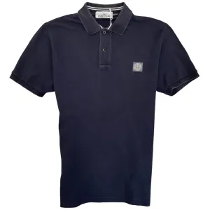 Men's Embossed Logo Polo Shirt Navy Size S