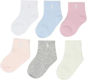 Polo Ralph Lauren Infant Girls 6-Pack Organic Essentials Quarter Socks