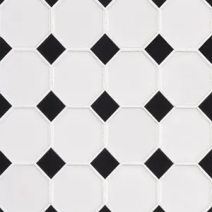 White and Black, Octagon Mosaic - Porcelain Tile